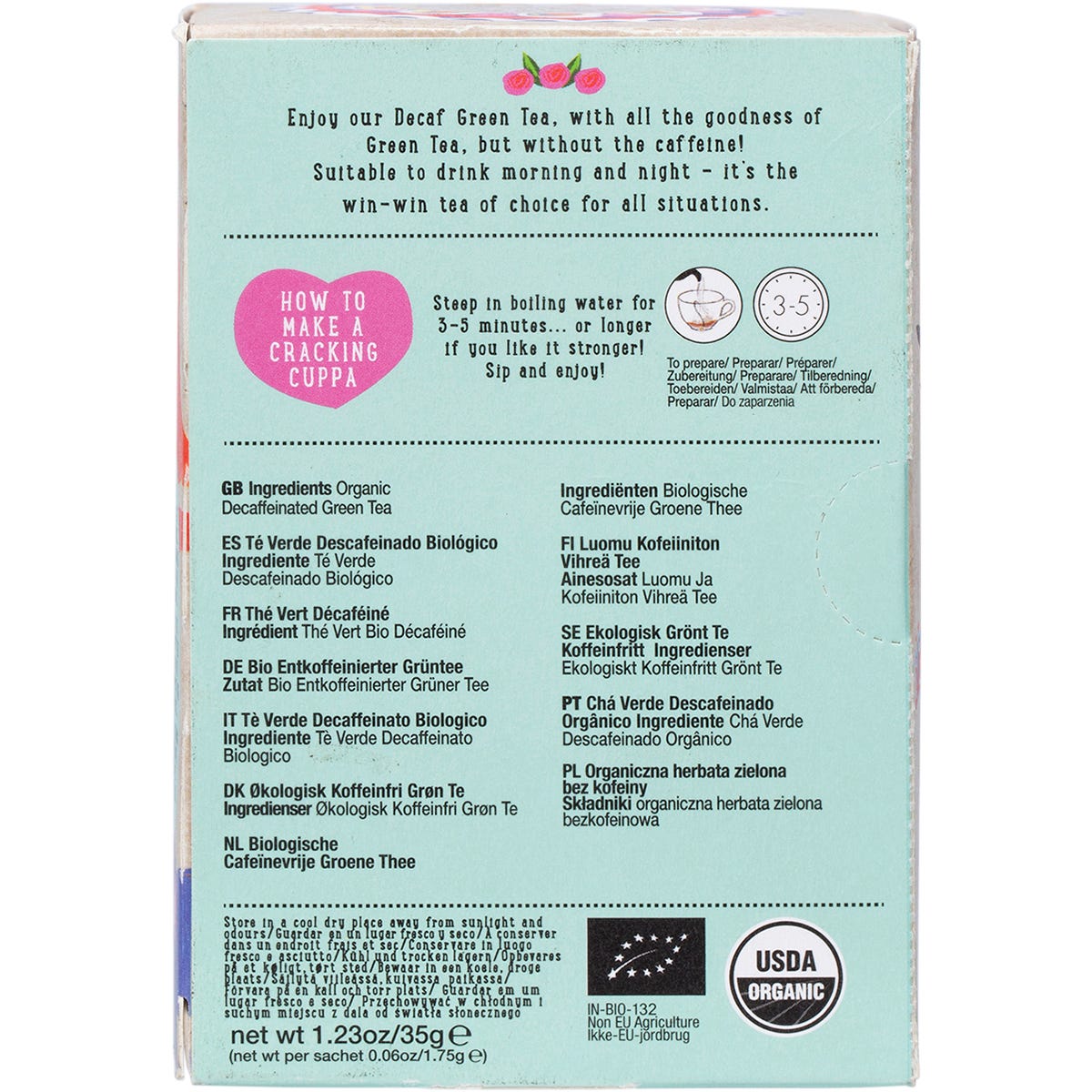 Ministry of Tea Organic Decaf Green Tea Bags 20pk - Ministry of Tea