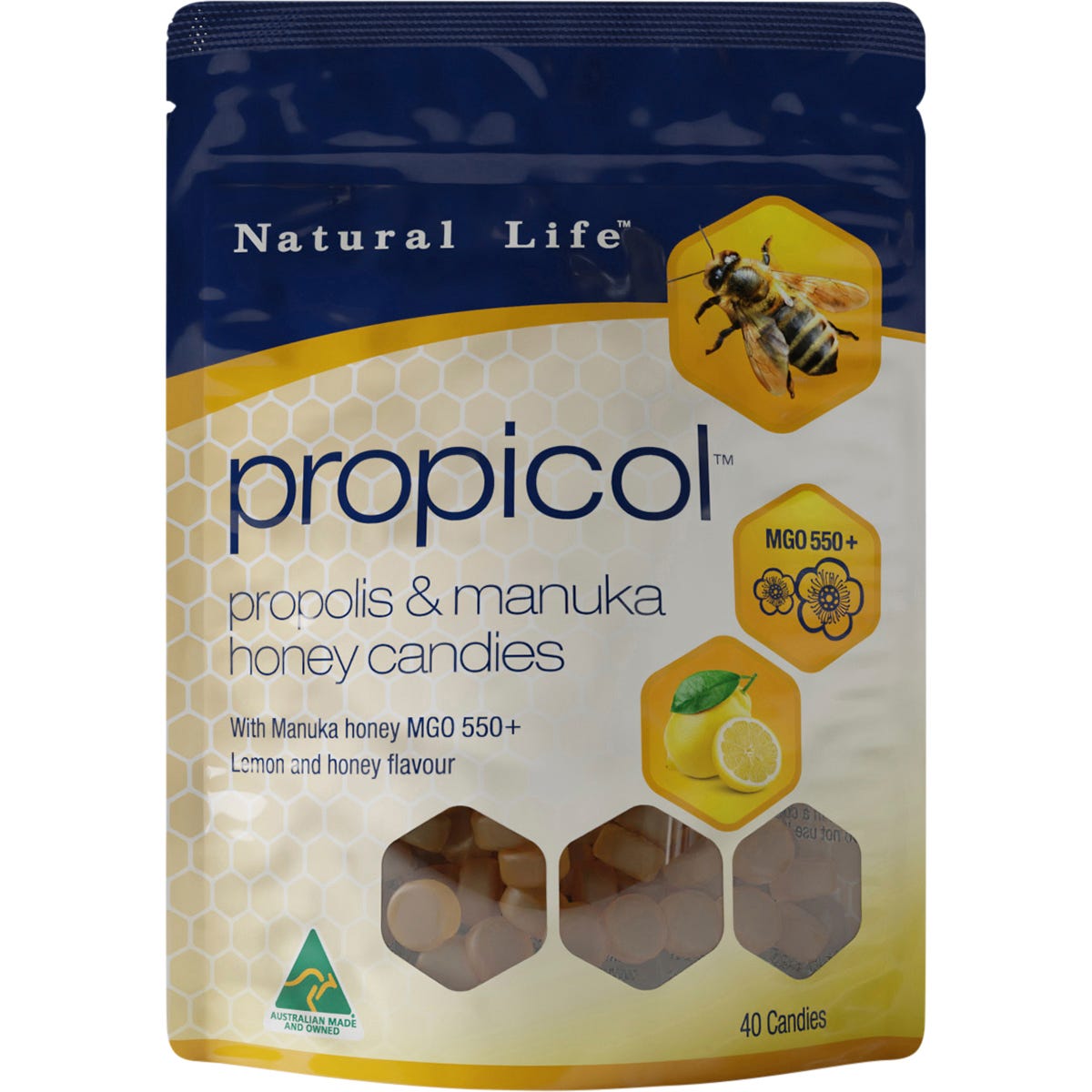 Natural Life Propicol Propolis & Manuka Honey Candies 40pcs - Natural Life