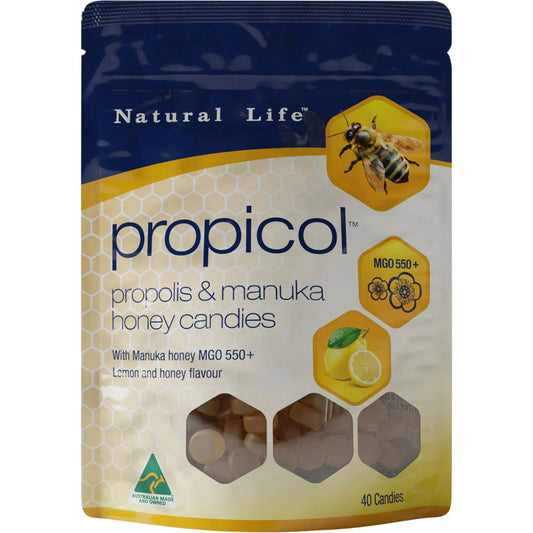 Natural Life Propicol Propolis & Manuka Honey Candies 40pcs - Natural Life