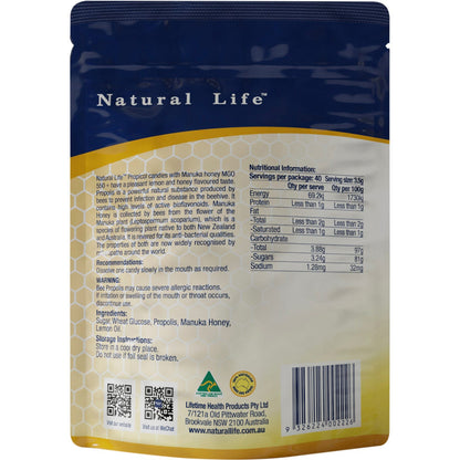 Natural Life Propicol Propolis & Manuka Honey Candies 40pcs - Natural Life