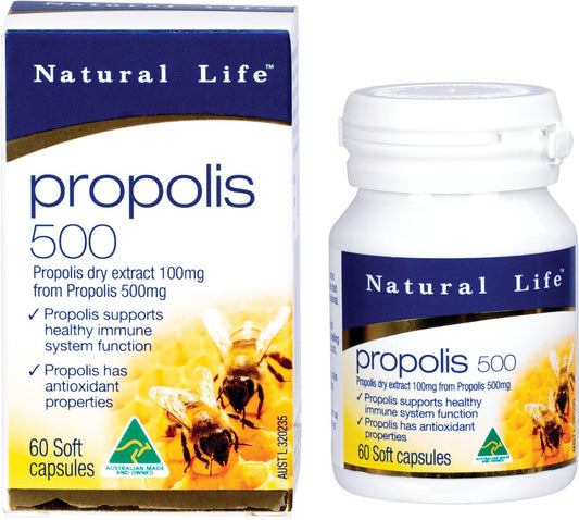 Natural Life Propolis 500mg Capsules 60 Caps - Natural Life