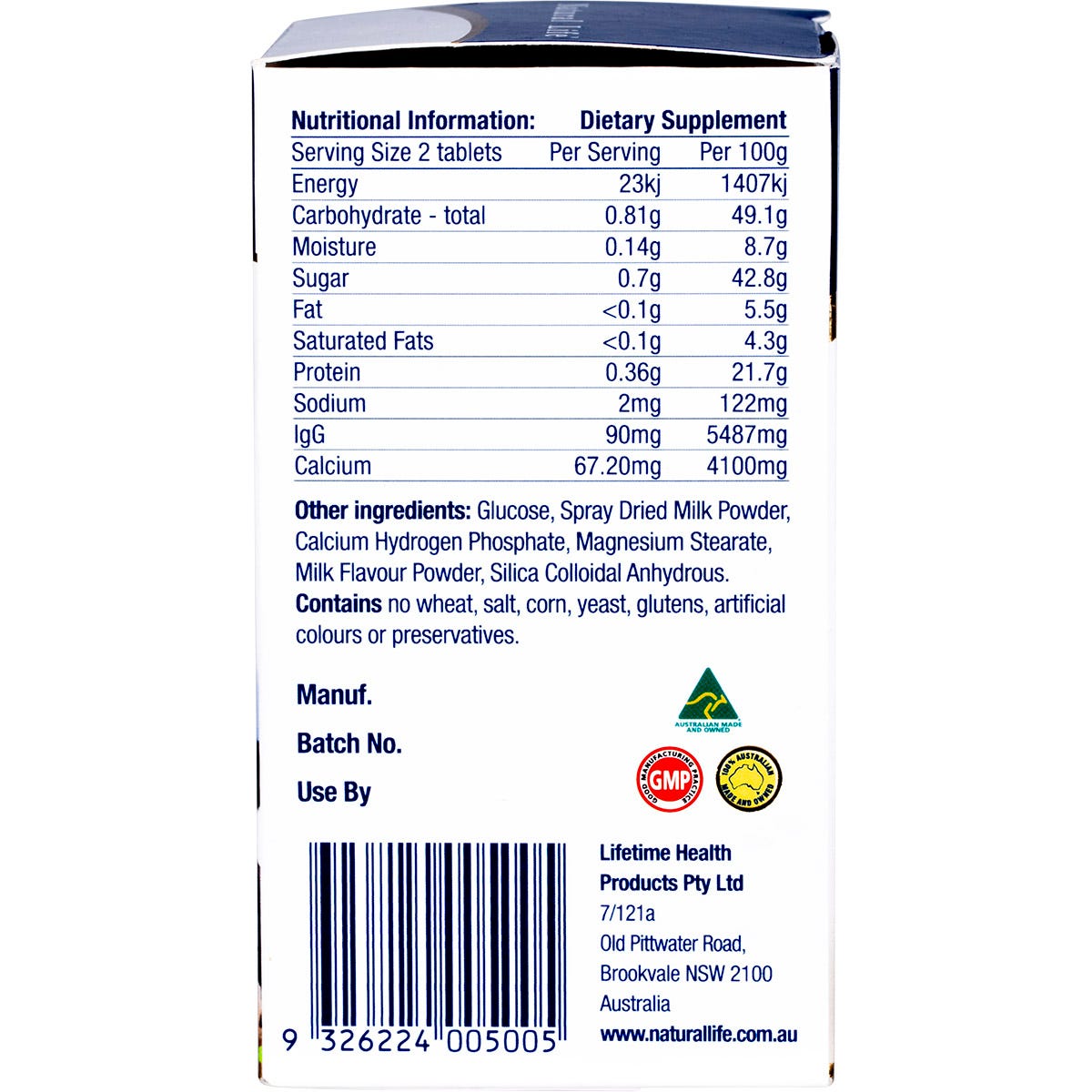 Natural Life Colostrum 45mg IgG 200 Caps - Natural Life