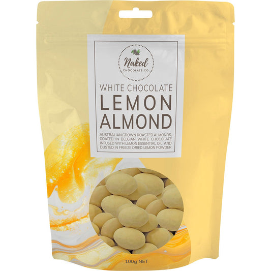Naked Chocolate Co Lemon Almond White Chocolate 100g - Naked Chocolate Co