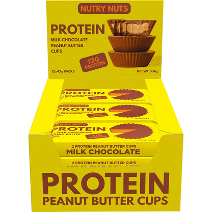 Nutry Nuts Protein Peanut Butter Cups Milk Chocolate 12x42g - Nutry Nuts
