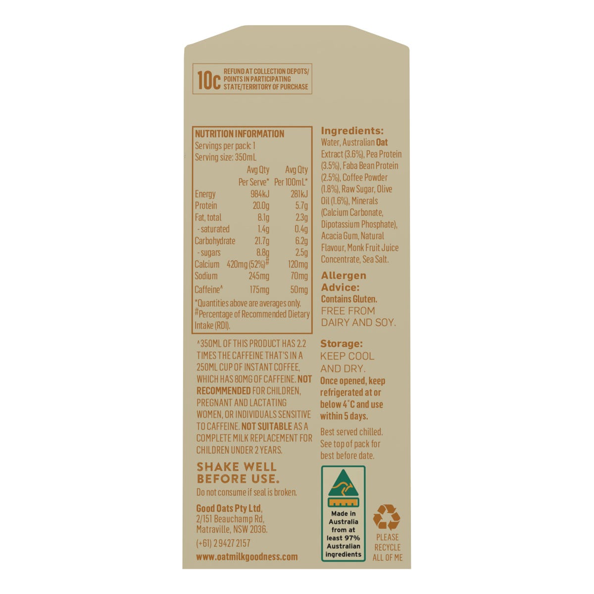 OMG Oat Milk Coffee Proatein 12x350ml - OMG