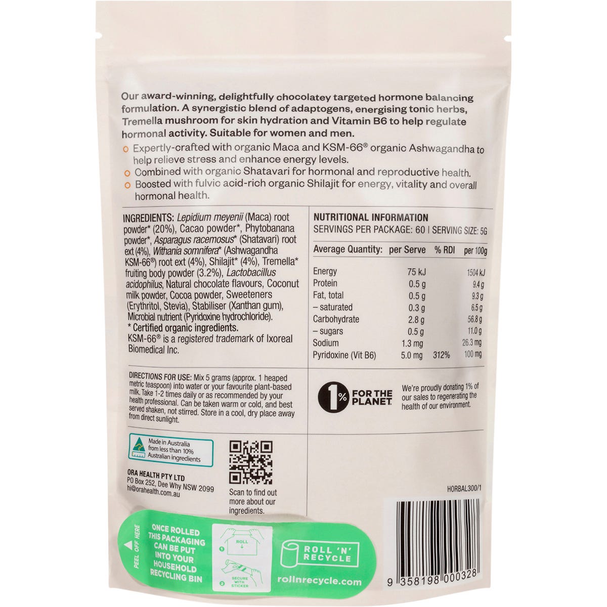 Ora Health Hormonal Balance Powder Chocolate 300g - Ora Health