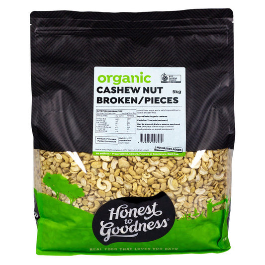 Honest to Goodness Organic Cashews - Broken/Pieces 5KG