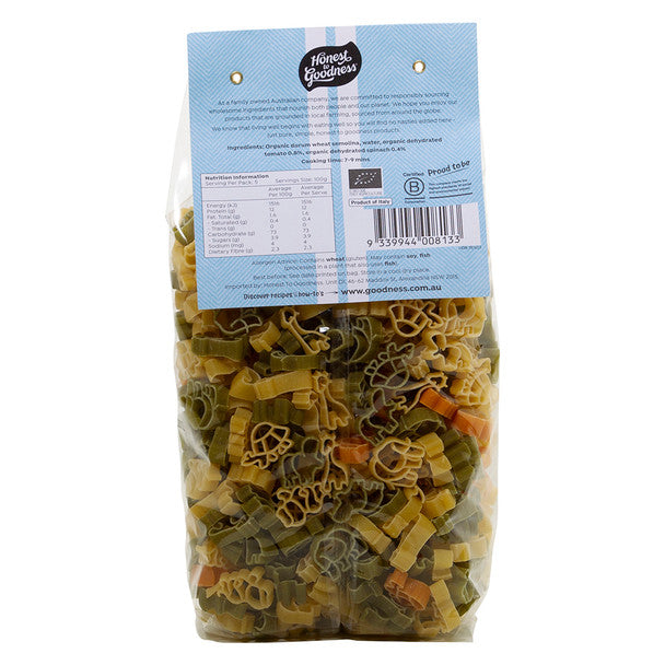 Honest to Goodness Organic Zoo Pasta with Tomato & Spinach 500g