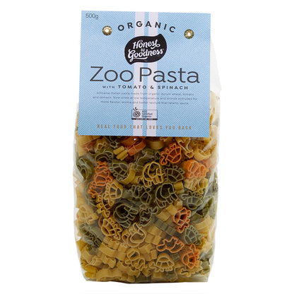 Honest to Goodness Organic Zoo Pasta with Tomato & Spinach 500g