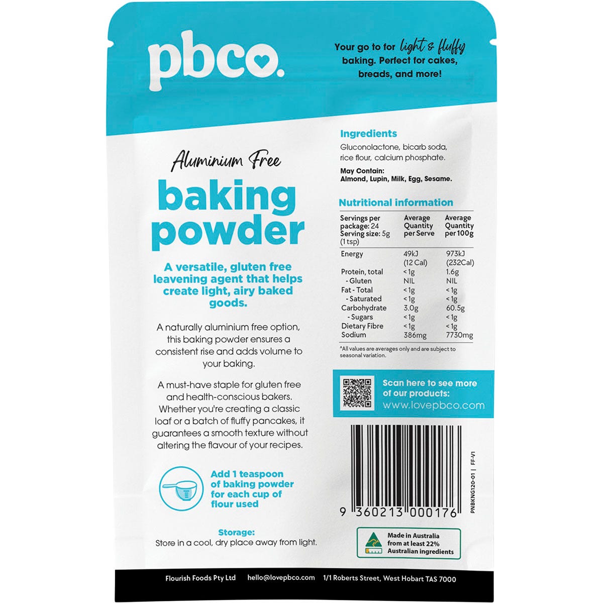 PBco Aluminium Free Baking Powder 120g - PBco