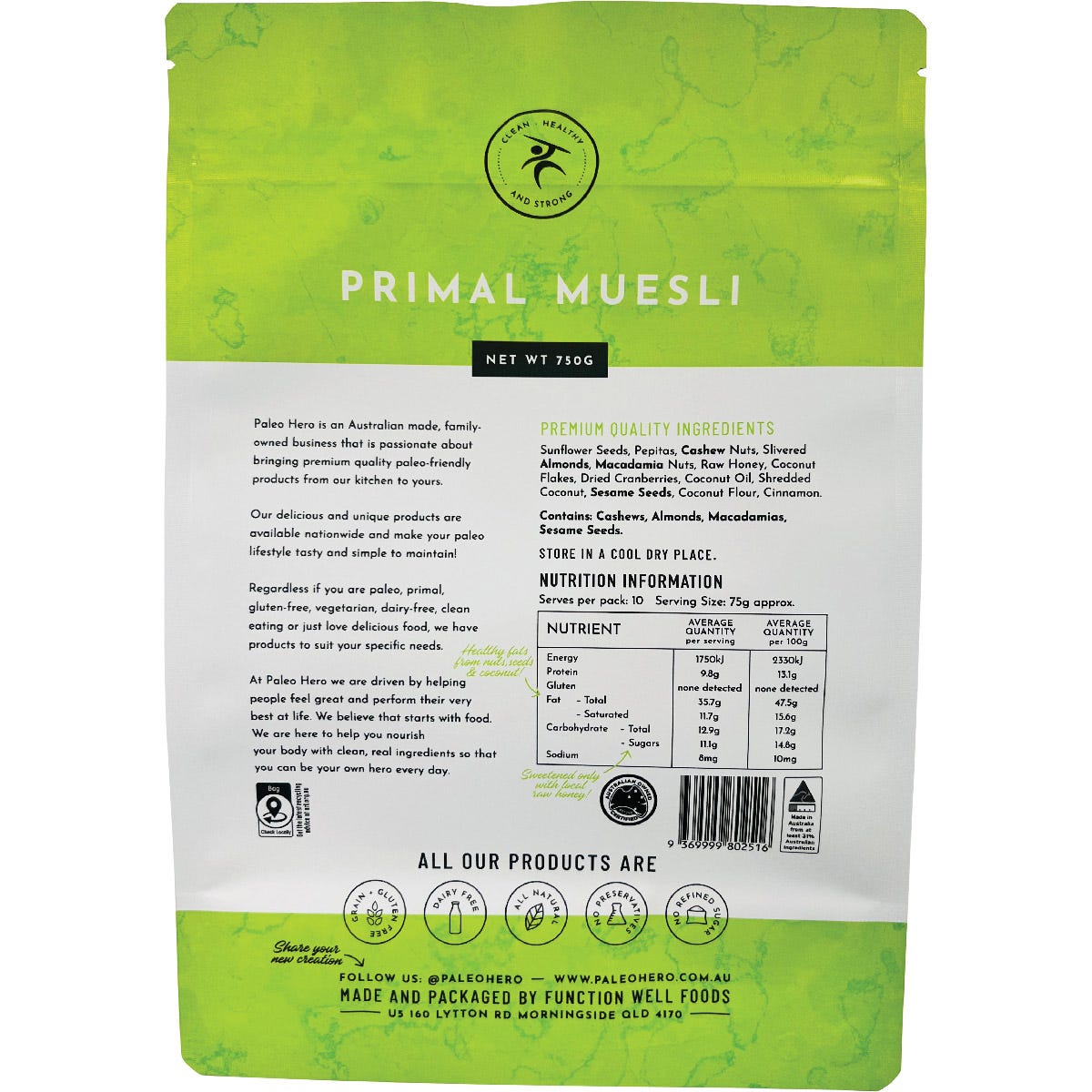 Paleo Hero Primal Muesli 750g - Paleo Hero