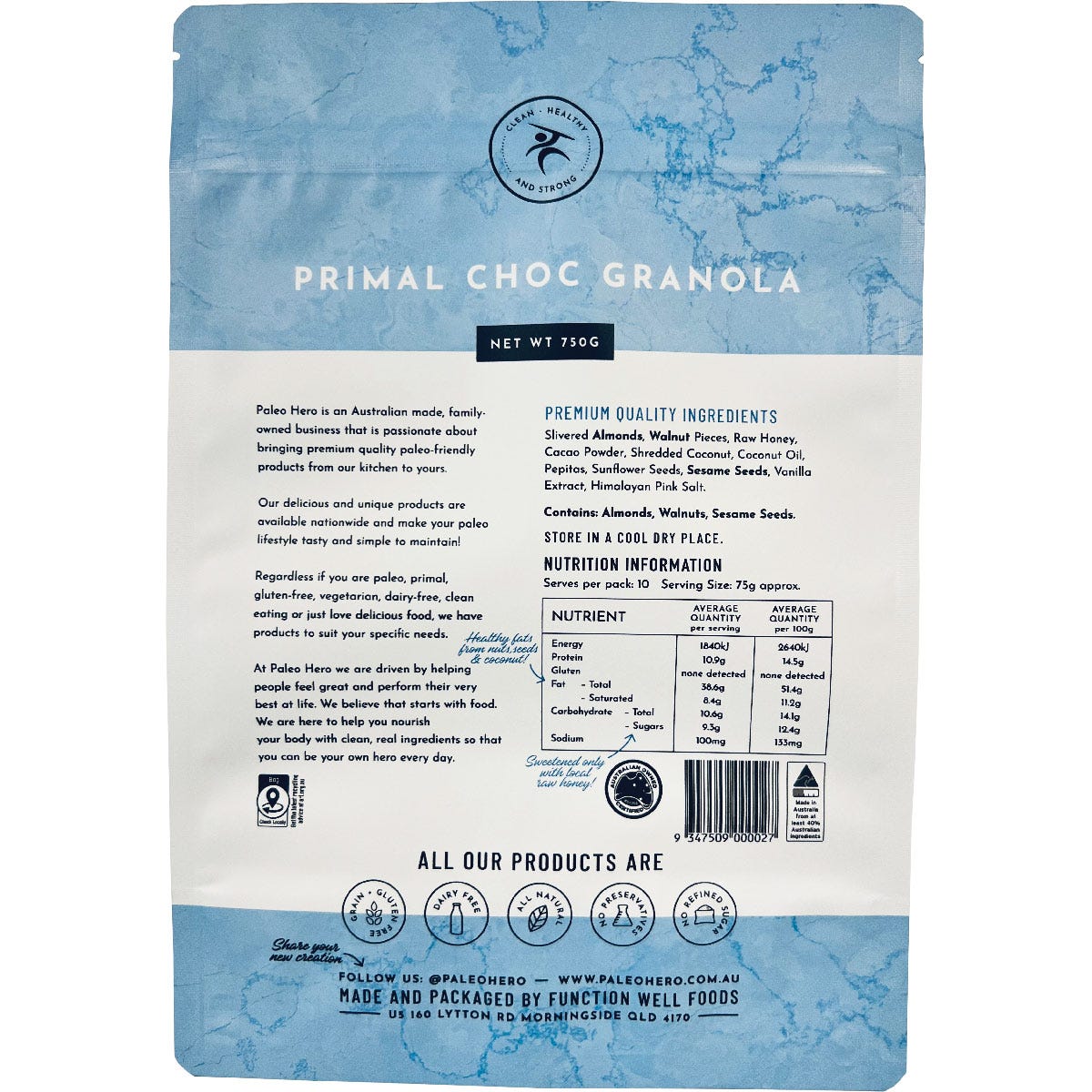 Paleo Hero Primal Choc Granola 750g - Paleo Hero