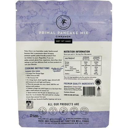 Paleo Hero Primal Pancake Mix Cinnamon 200g - Paleo Hero