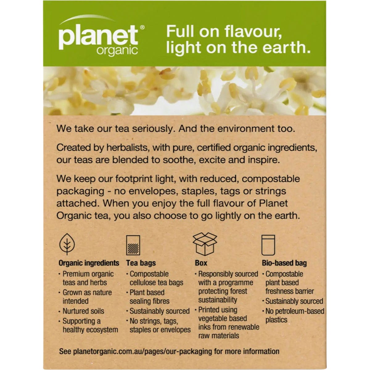 Planet Organic Elderflower Herbal Tea Bags 25pk - Planet Organic