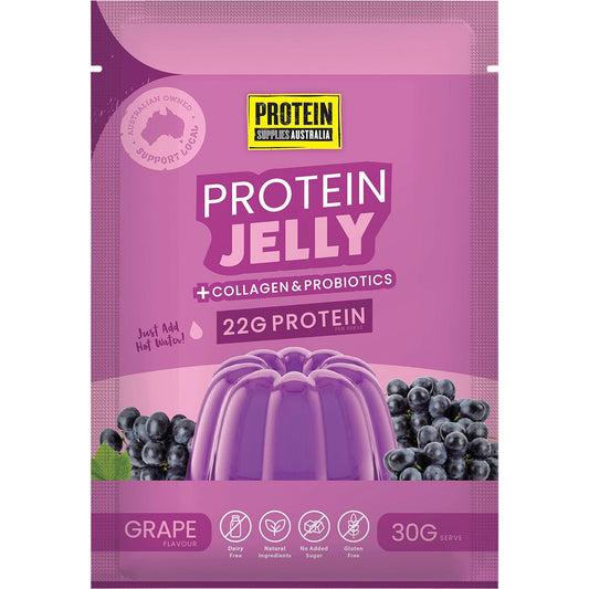 Protein Supplies Australia Protein Jelly with Collagen Grape 12x30g - Protein Supplies Australia