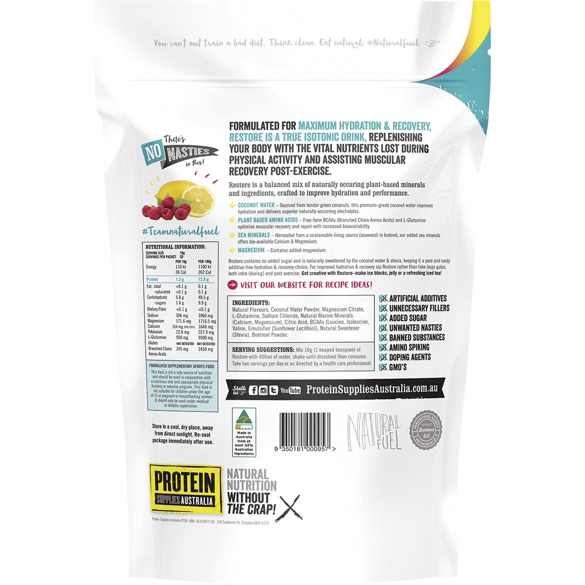 Protein Supplies Australia Restore Hydration Recovery Drink 200g