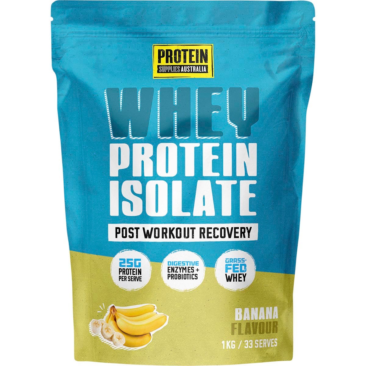 Protein Supplies Australia WPI Whey Protein Isolate Banana 1kg - Protein Supplies Australia