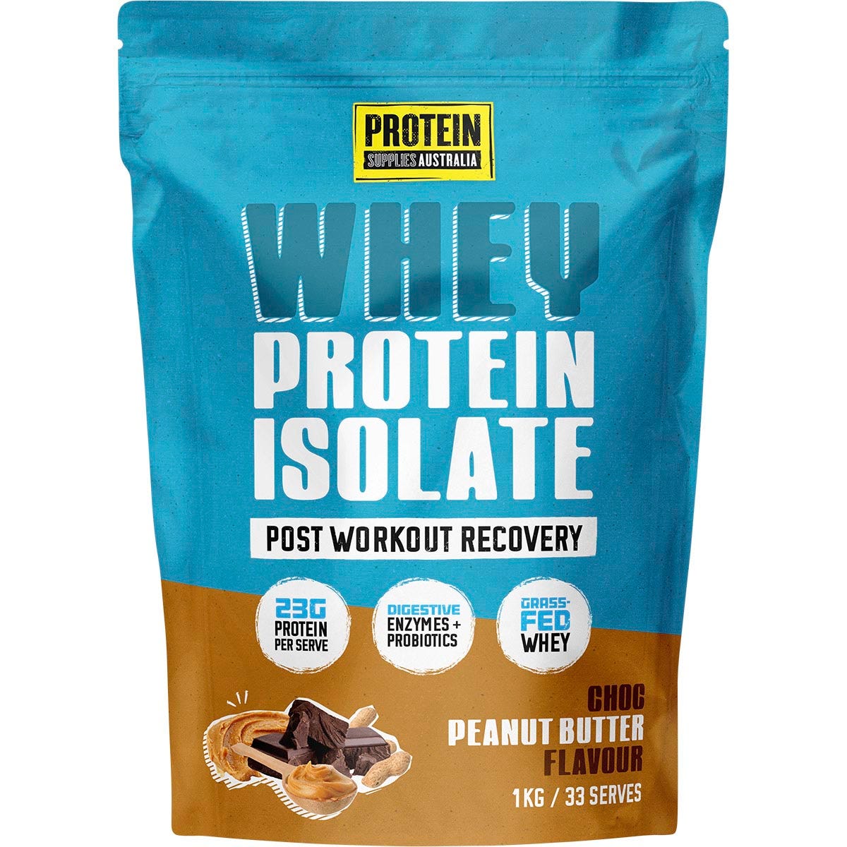 Protein Supplies Australia WPI Whey Protein Isolate Choc Peanut Butter 1kg - Protein Supplies Australia