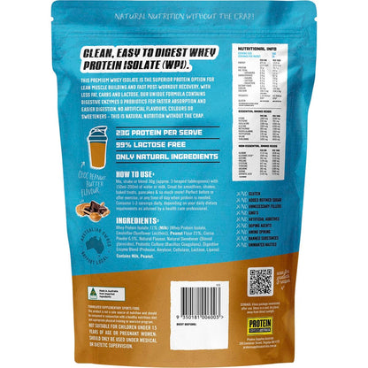 Protein Supplies Australia WPI Whey Protein Isolate Choc Peanut Butter 1kg - Protein Supplies Australia