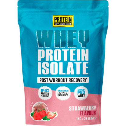 Protein Supplies Australia WPI Whey Protein Isolate Strawberry 1kg - Protein Supplies Australia
