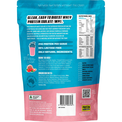 Protein Supplies Australia WPI Whey Protein Isolate Strawberry 1kg - Protein Supplies Australia