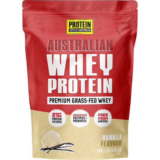Protein Supplies Australia Australian Whey Protein Vanilla 1kg - Protein Supplies Australia