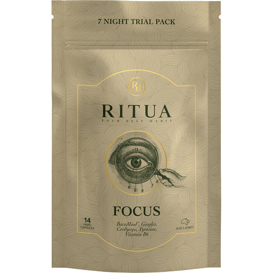Ritua FOCUS Trial Pack BacoMind Ginko Cordyceps Tyrosine B6 14 Caps - Ritua