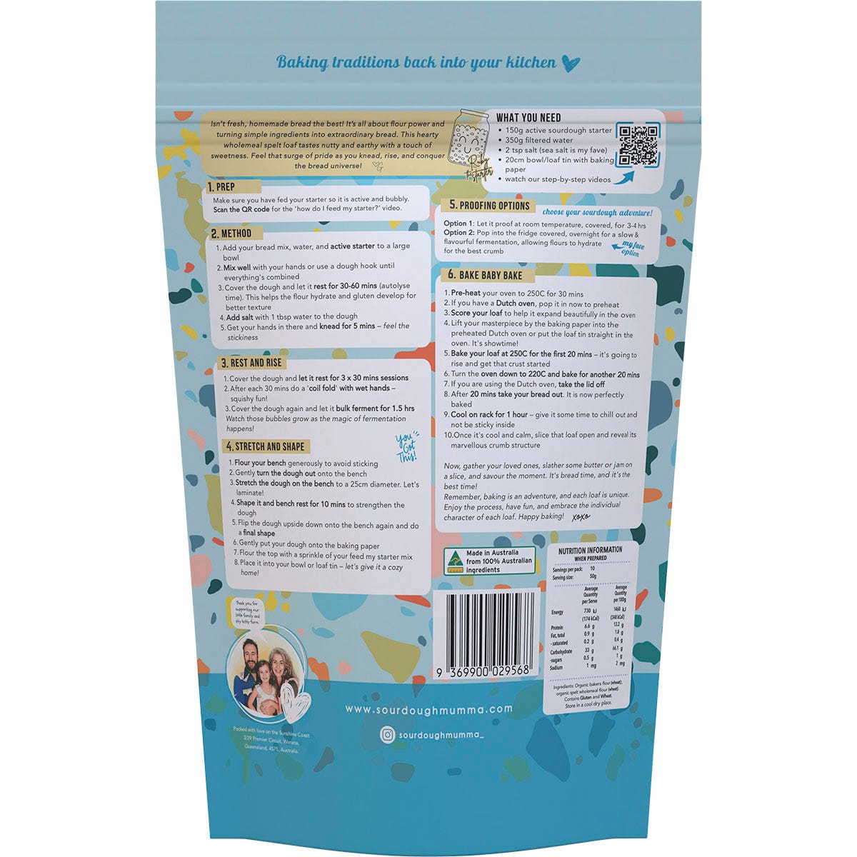 Sourdough Mumma Spelt Wholemeal Sourdough Bread Mix Traditional 500g - Sourdough Mumma