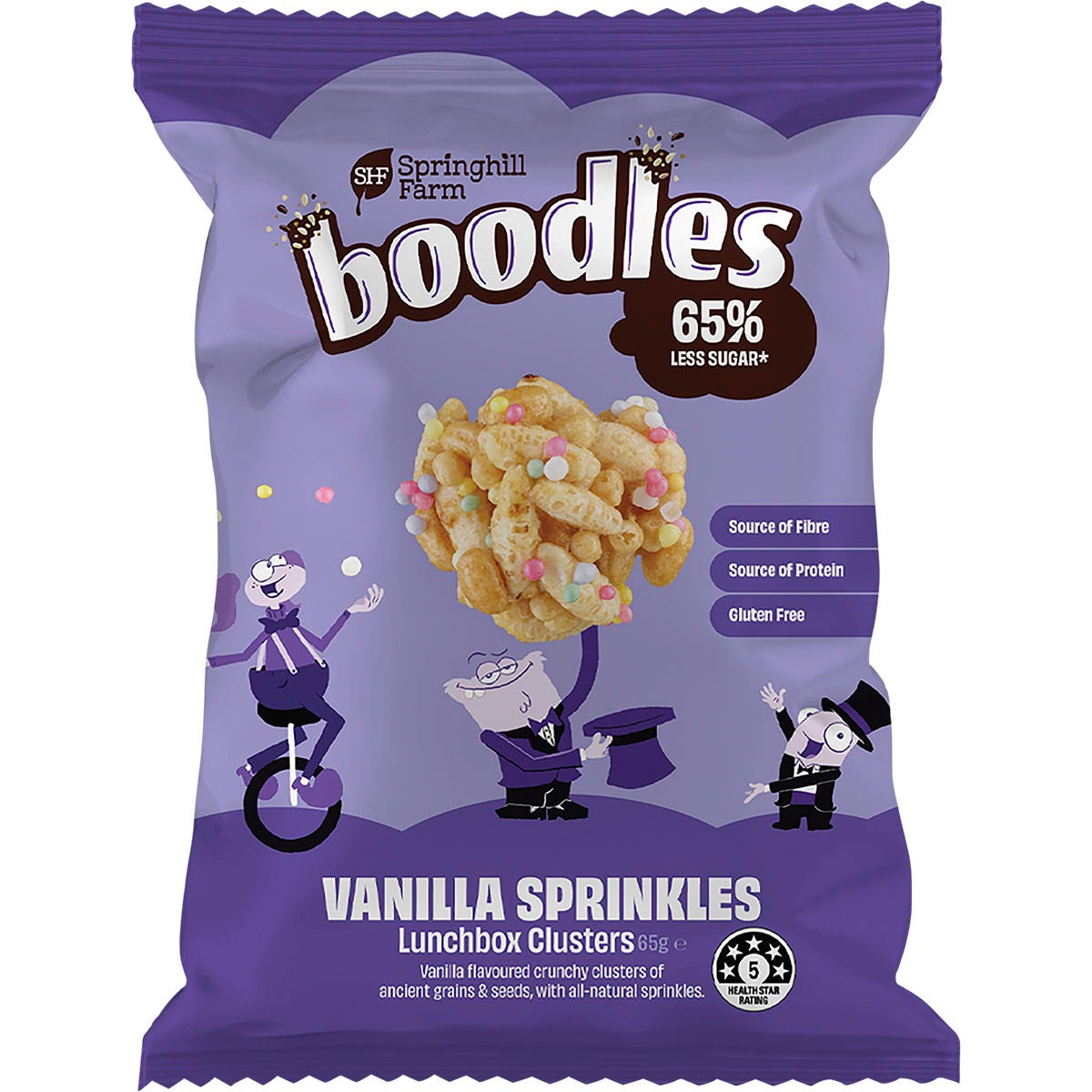 Springhill Farm Boodles Lunchbox Clusters Vanilla Sprinkles 65g - Springhill Farm