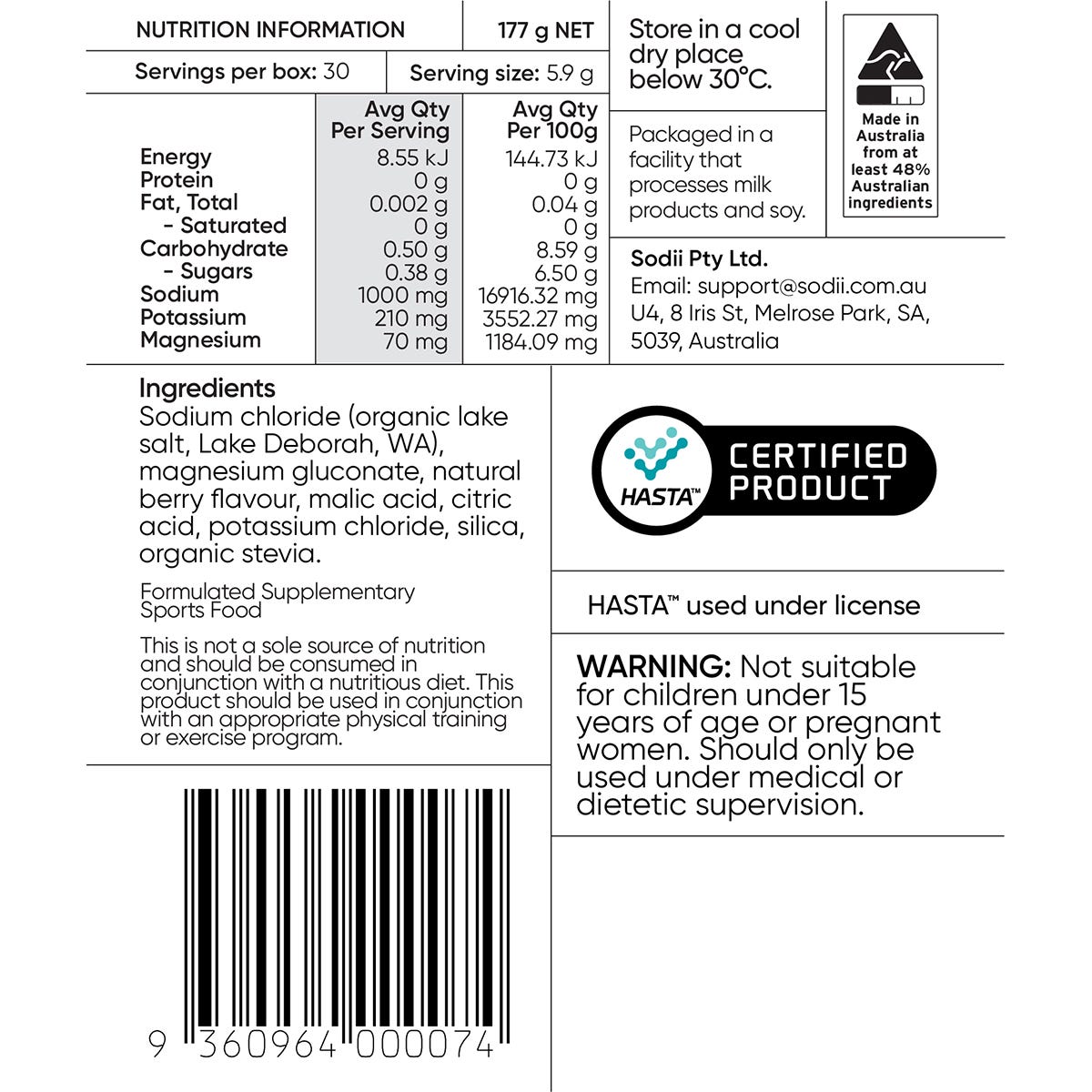 Sodii Everyday Hydration Salts Salty Berry 30pk - Sodii