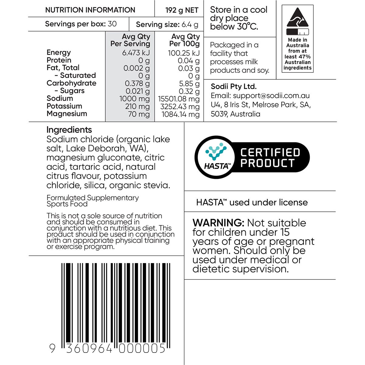 Sodii Everyday Hydration Salts Salty Citrus 30pk - Sodii