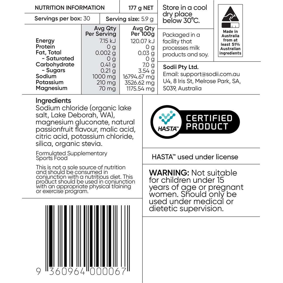 Sodii Everyday Hydration Salts Salty Passionfruit 30pk - Sodii