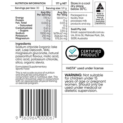 Sodii Everyday Hydration Salts Salty Passionfruit 30pk - Sodii