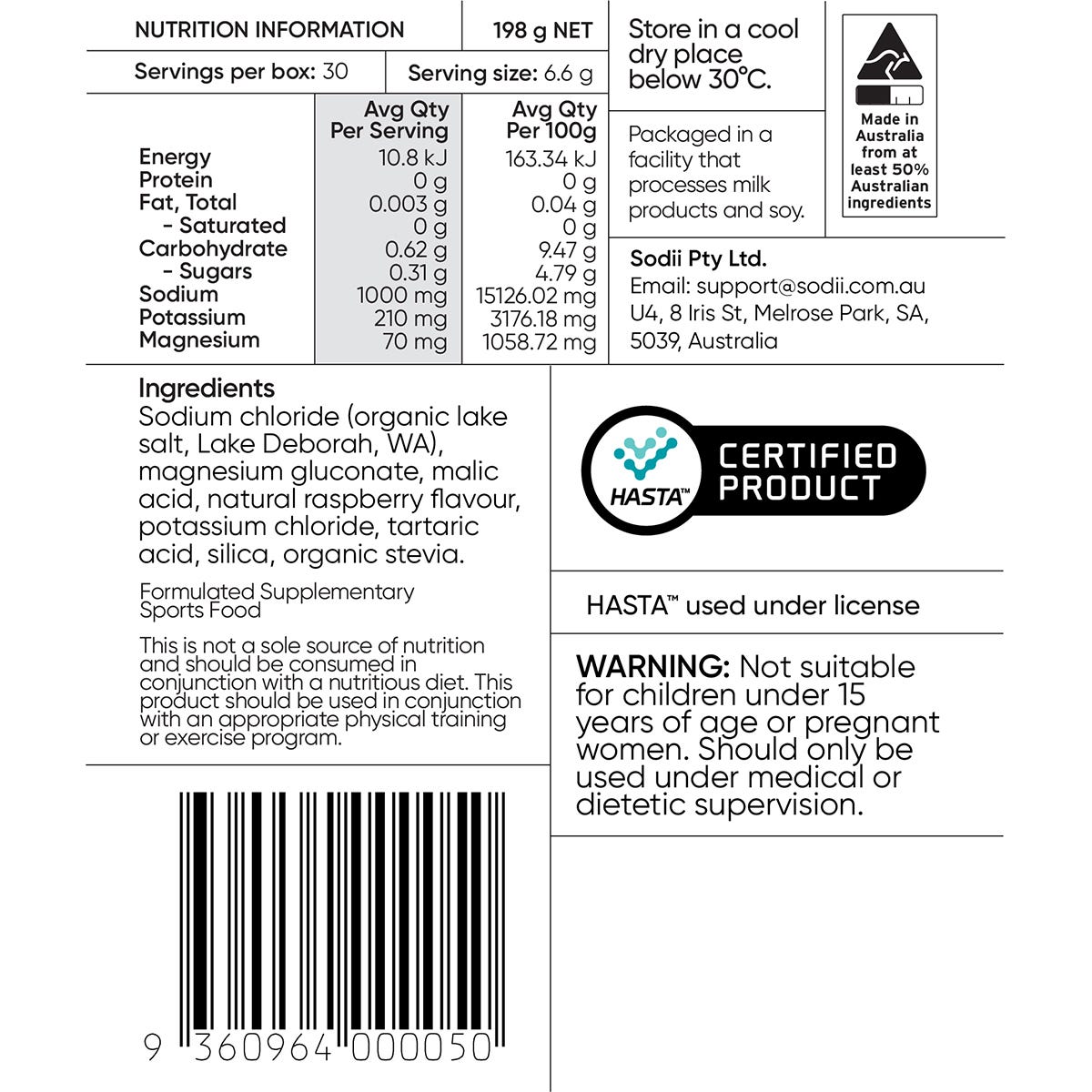 Sodii Everyday Hydration Salts Salty Raspberry 30pk - Sodii