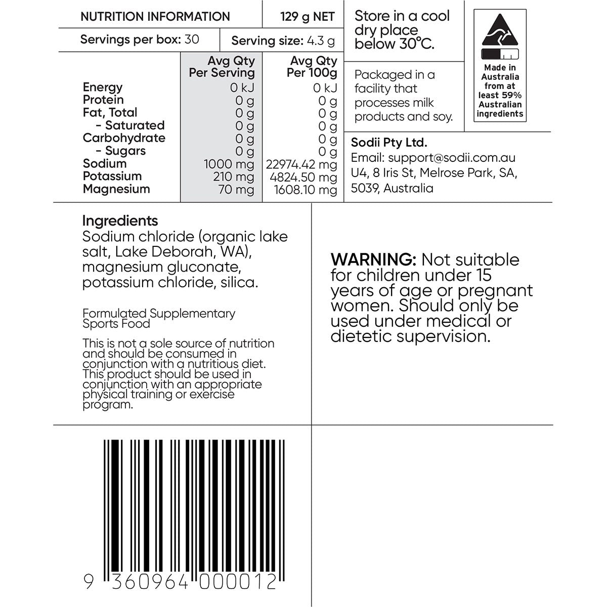 Sodii Everyday Hydration Salts Unflavoured 30pk - Sodii