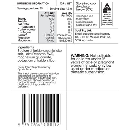 Sodii Everyday Hydration Salts Unflavoured 30pk - Sodii