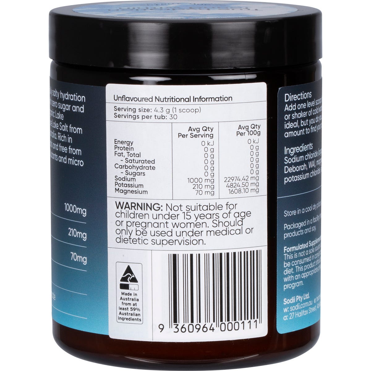 Sodii Everyday Hydration Salts Unflavoured 129g - Sodii