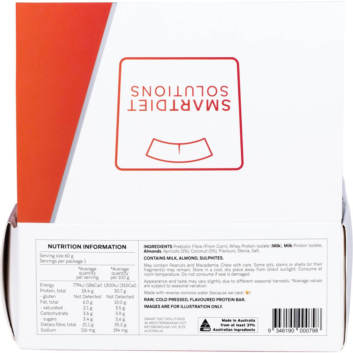 Smart Protein Bar Apricot Coconut Flavour Protein Bar 12x60g - Smart Protein Bar