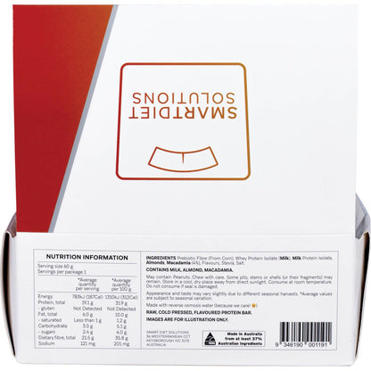 Smart Protein Bar Caramel Honey Macadamia Flavour Protein Bar 12x60g - Smart Protein Bar