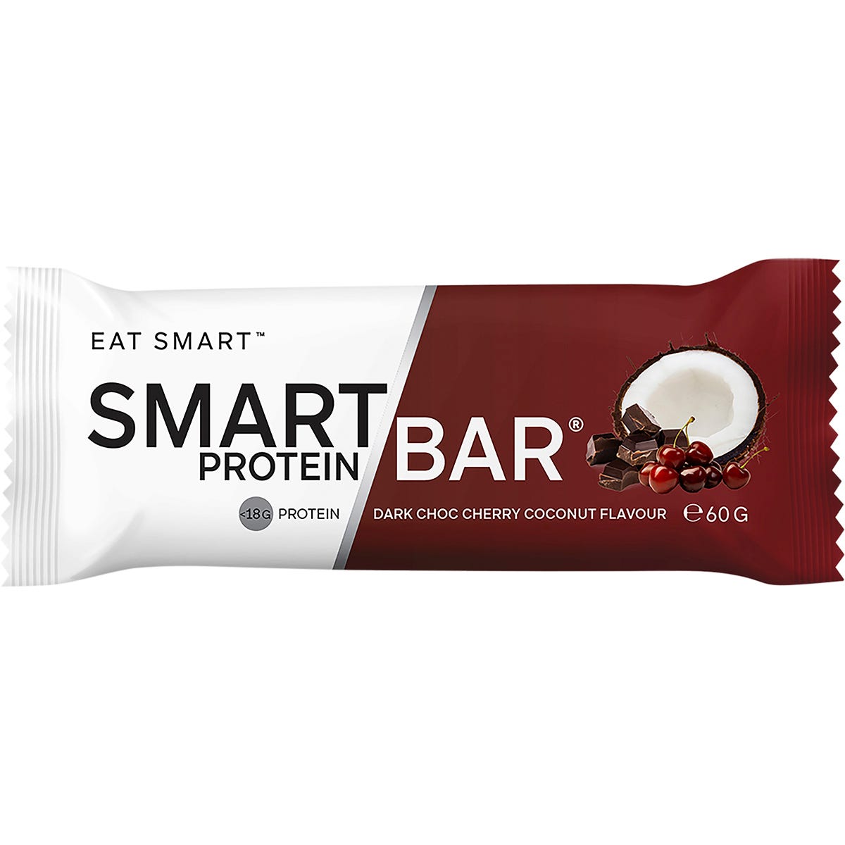 Smart Protein Bar Dark Choc Cherry Coconut Flavour Protein Bar 12x60g - Smart Protein Bar