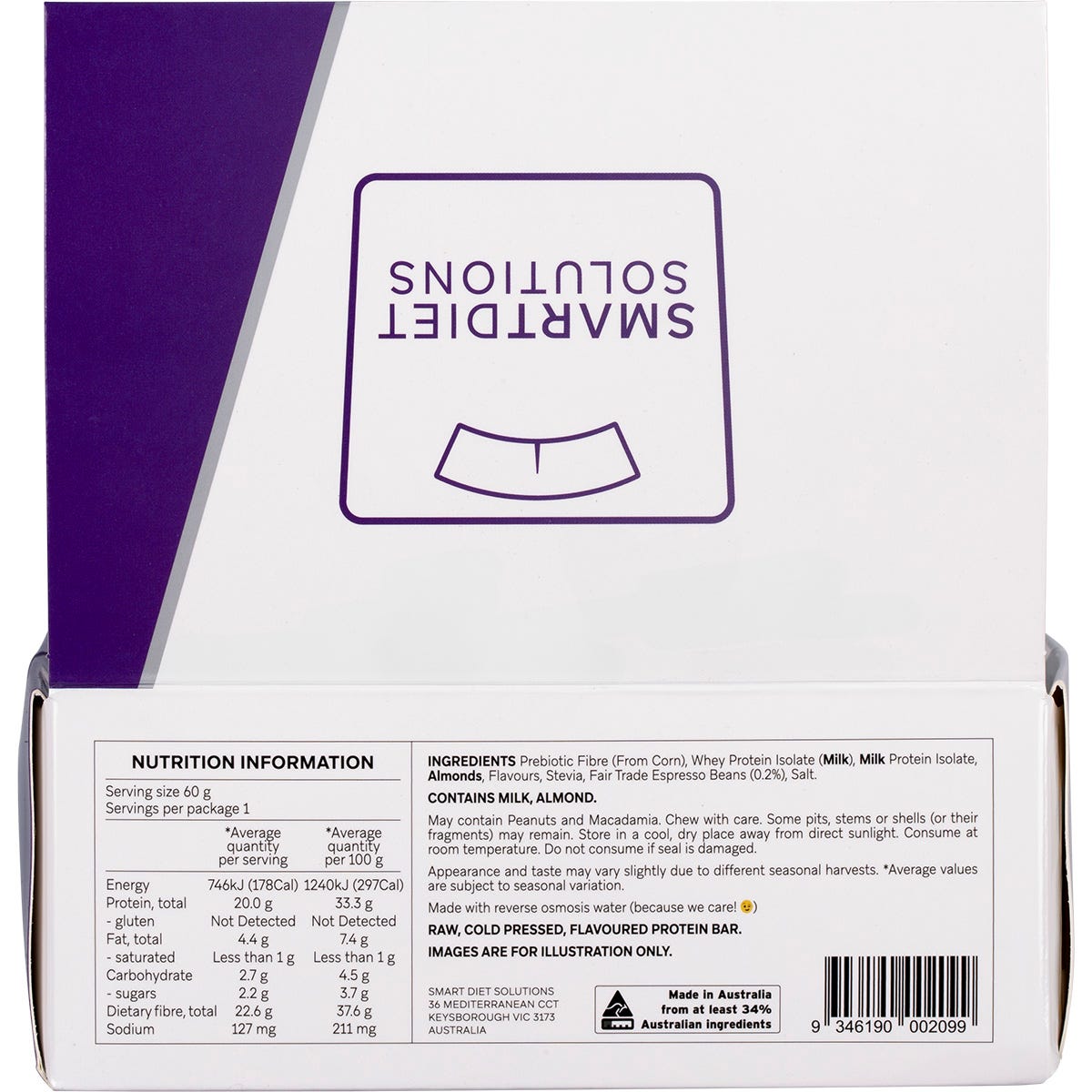 Smart Protein Bar Latte Flavour Protein Bar 12x60g - Smart Protein Bar