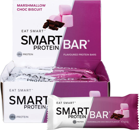Smart Protein Bar Marshmallow Choc Biscuit Flavour Protein Bar 12x60g - Smart Protein Bar