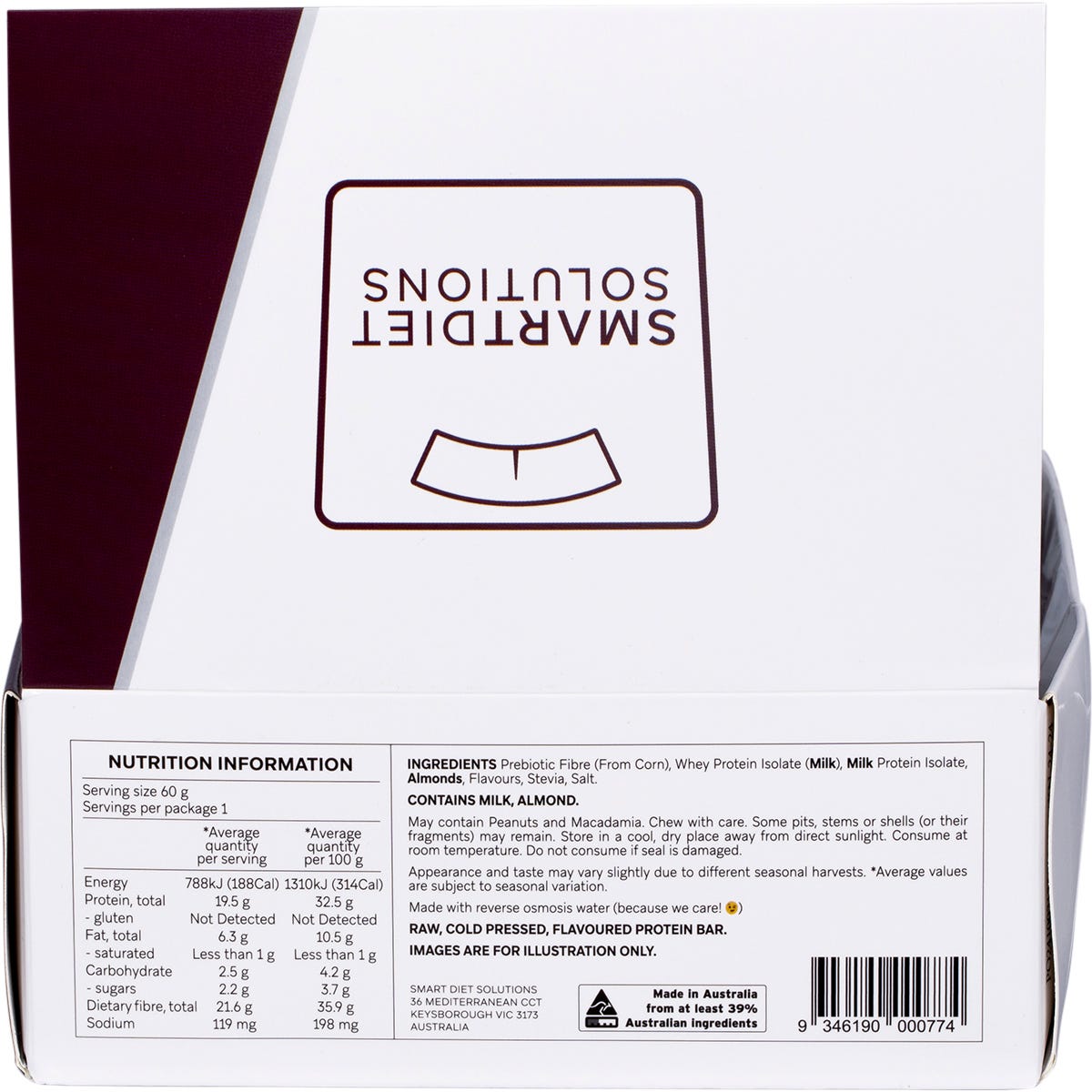 Smart Protein Bar Vanilla Nougat Flavour Protein Bar 12x60g - Smart Protein Bar