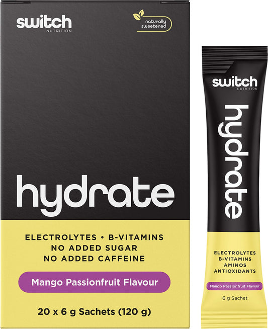 Switch Nutrition Hydrate Electrolytes No Added Sugar Mango Passionfruit 20x6g - Switch Nutrition