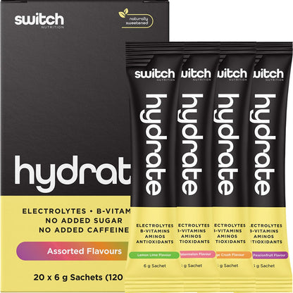 Switch Nutrition Hydrate Electrolytes No Added Sugar Assorted Flavours 20x6g - Switch Nutrition
