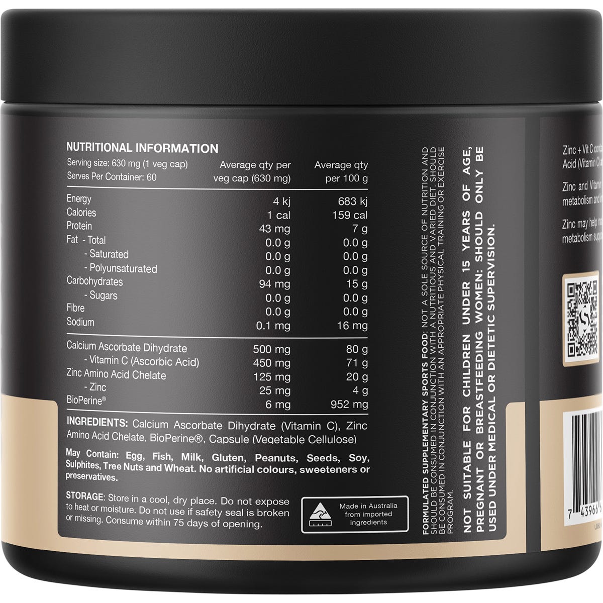 Switch Nutrition Zinc + Vitamin C 60 Caps - Switch Nutrition