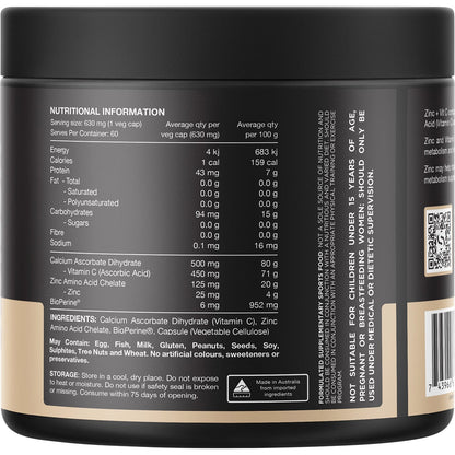 Switch Nutrition Zinc + Vitamin C 60 Caps - Switch Nutrition