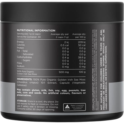 Switch Nutrition Sea Moss 10:1 Organic Irish Sea Moss Capsules 60 Caps - Switch Nutrition