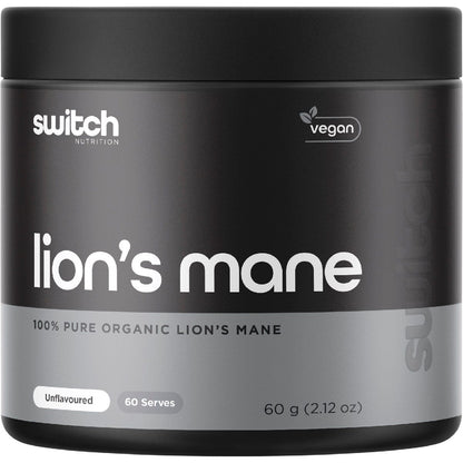 Switch Nutrition Lion's Mane 100% Pure Organic Unflavoured 60g - Switch Nutrition