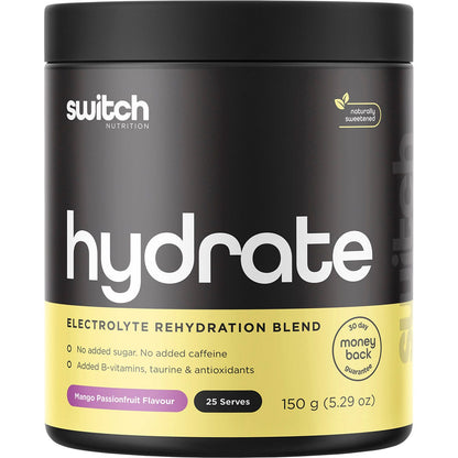Switch Nutrition Hydrate Electrolytes No Added Sugar Mango Passionfruit 150g - Switch Nutrition